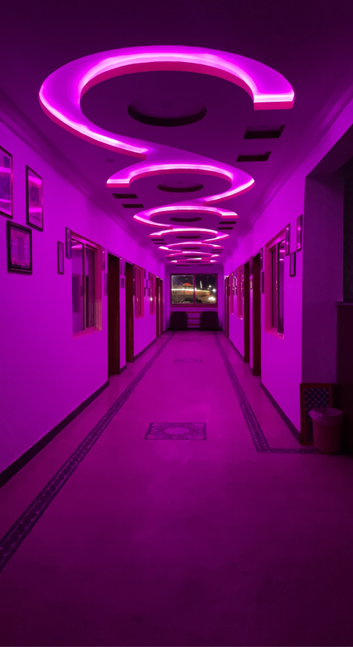 Signature lit corridor at Inside Mountains Hotel
